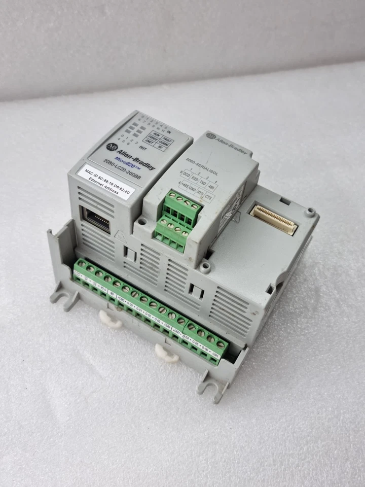 USED WORKING ALLEN BRADLEY 2080-LC20-20QBB MICRO820 ETHERNET IP PLC WITH MODULE